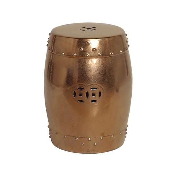 Emissary Gold Drum Ceramic Garden Stool