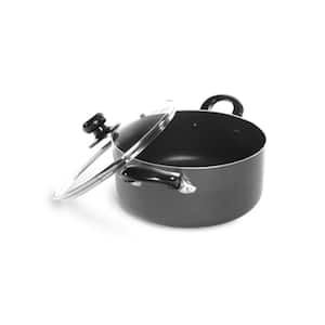 13 qt. Round Aluminum Nonstick Dutch Oven in Gray with Glass Lid