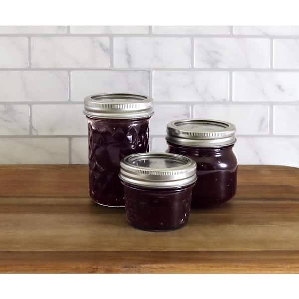 Mason Jars 8 oz With Regular Silver Lids and Bands, Ideal for Jam