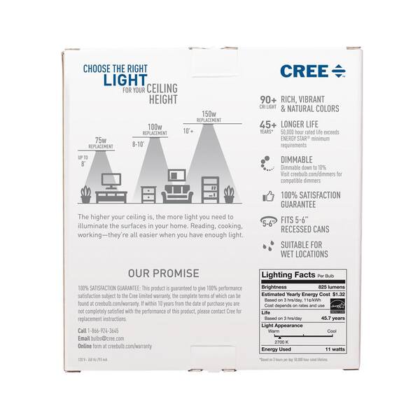 Cree 6 In 75 Watt Equivalent 2700k Soft White Integrated Led Recessed Downlight Trim Trdl6 0802700fh50 12de26 1 11 Integrated Led Recessed Downlight Trim, Cree Led Recessed Lighting 6 Inch