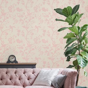 Oriental Garden Pearlescent Chalk Pink Unpasted Removable Strippable Wallpaper