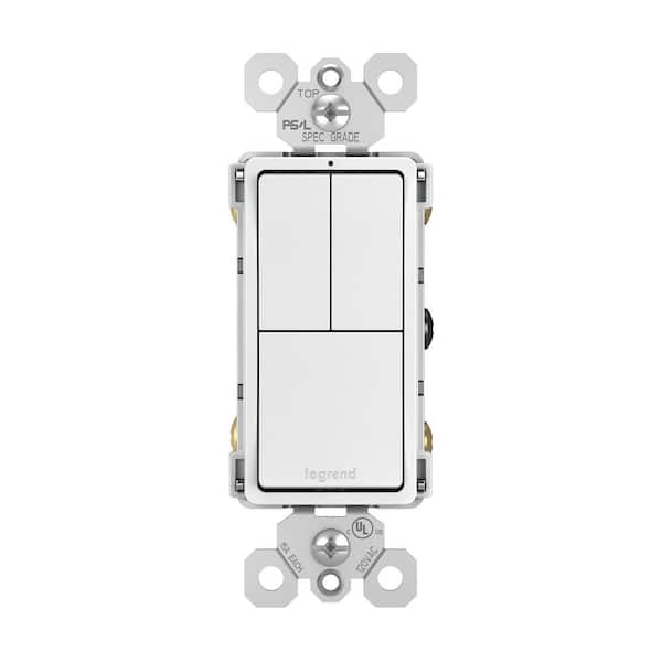 Legrand radiant 15 Amp 120-Volt 3-Switch 3-Way Plus 2 Single-Pole Combination Decorator Rocker Light Switch, White
