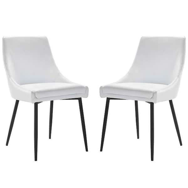 MODWAY Viscount Black White Faux Leather Dining Chairs (Set of 2)