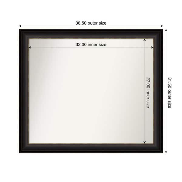 Amanti Art Trio Oil Rubbed Bronze 36.5 in. x 31.5 in. Custom Non-Beveled Recycled Polystyrene Framed Bathroom Vanity Wall Mirror