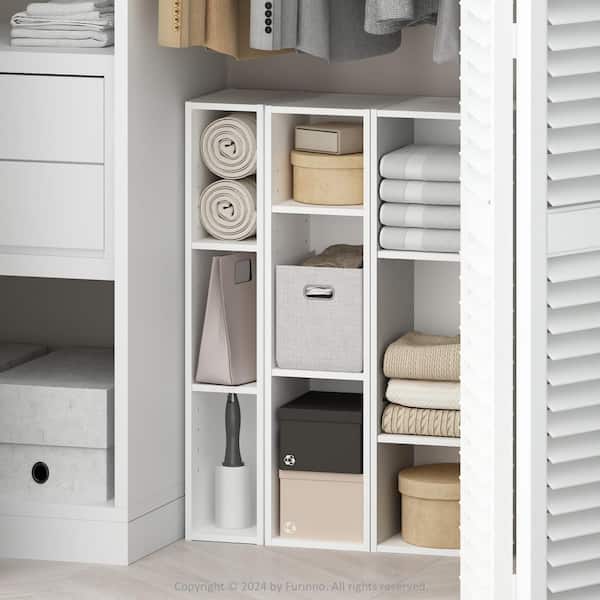 Furinno Reed 31.5 in. Tall White Wood 3-shelf Bookcase