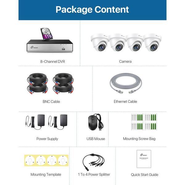 LOOCAM 1080P 8 Channel H.265+ DVR Wired Security Camera LOOCAM 1080P 8 Channel H.265+ DVR Wired Security Camera