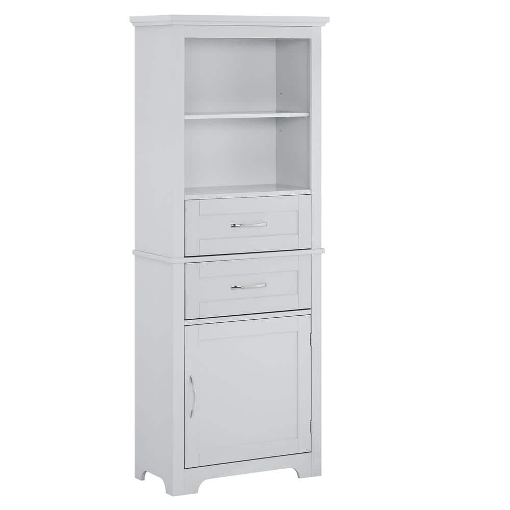 23.63 in. W x 11.82 in. D x 60 in. H Gray MDF Freestanding Linen Cabinet