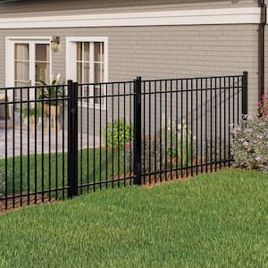 Mitchell 2 in. x 2 in. x 88 in. Black Aluminum Fence End Post