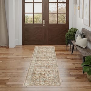 Traditional Home Terracotta 2 ft. x 8 ft. Distressed Traditional Runner Area Rug