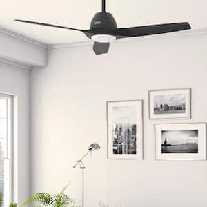Triflow 52 in. LED Indoor/Outdoor Matte Black Ceiling Fan with Light Kit and Remote Included
