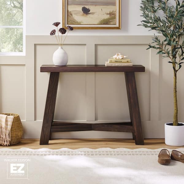 Colt 40 in. Espresso Rustic Rectangle Solid Wood Console Table for Entryway