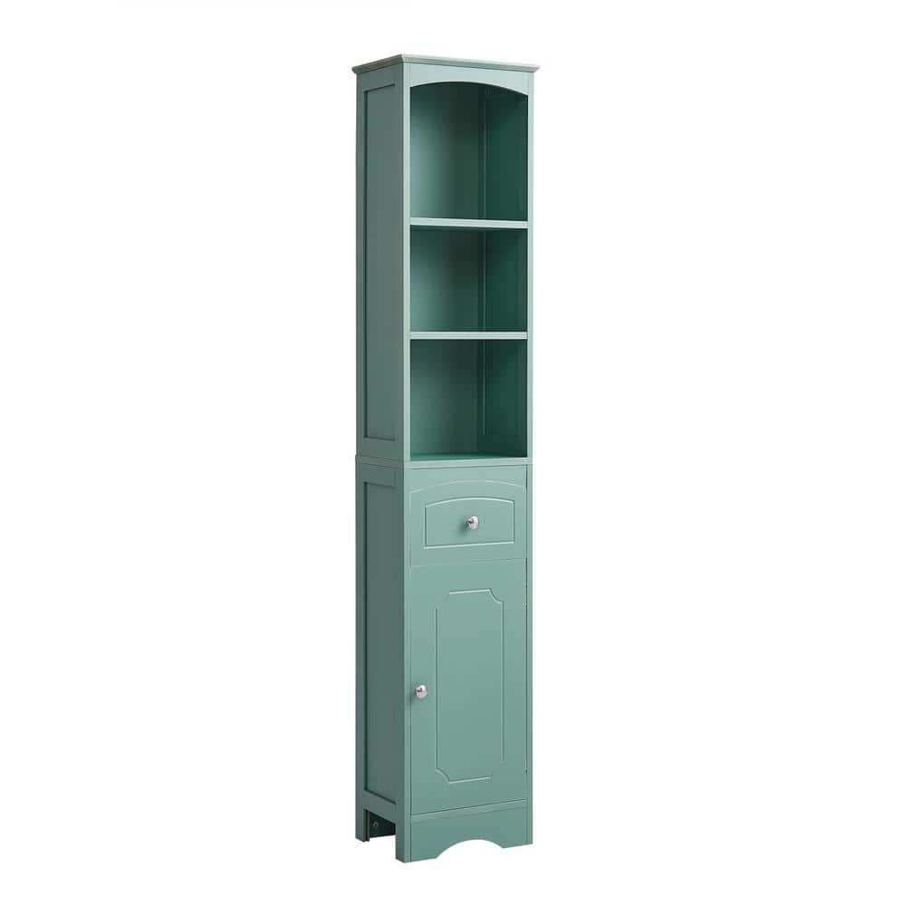 FAMYYT 13.4 in. W x 9.1 in. D x 67 in. H Green Bathroom Storage Linen ...