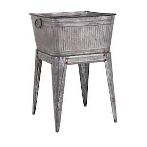 32 in. Gray Iron Multi-Functional Galvanized Metal Tub on Stand