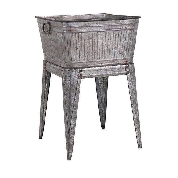 Photo 1 of 32 in. Gray Iron Multi-Functional Galvanized Metal Tub on Stand