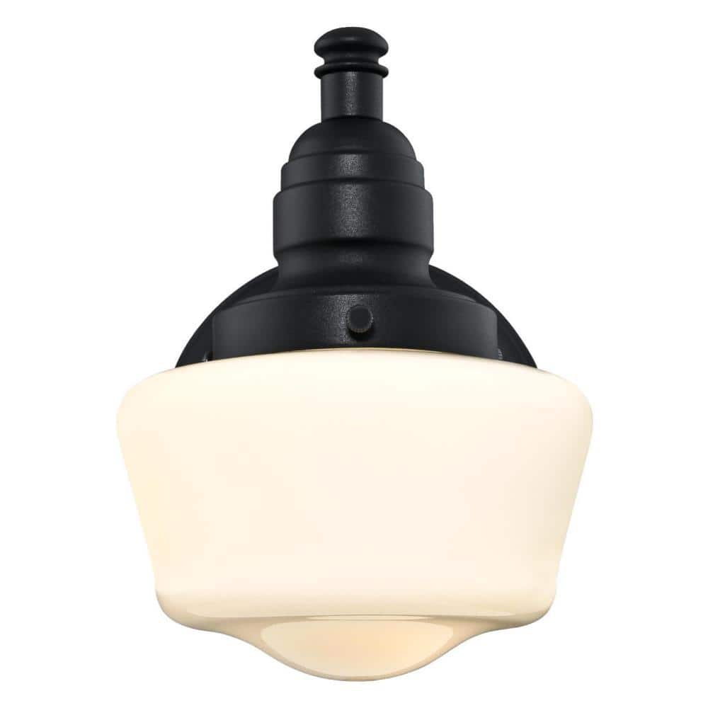 Eddystone Textured Black Outdoor Wall Sconce with White Opal Glass