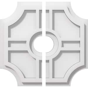 1 in. P X 3-1/4 in. C X 10 in. OD X 2 in. ID Haus Architectural Grade PVC Contemporary Ceiling Medallion, Two Piece
