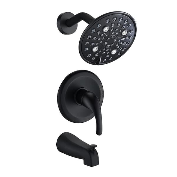 ACA Single-Handle 5-Spray Patterns with 1.8 GPM 6 in. Wall Mount Tub and Shower Faucet in Matte Black (Valve Included)