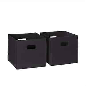 10 in. H x 10.5 in. W x 10.5 in. D Black Fabric Cube Storage Bin 2-Pack