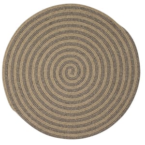 Charmed Mocha 9 ft. x 9 ft. Round Braided Area Rug