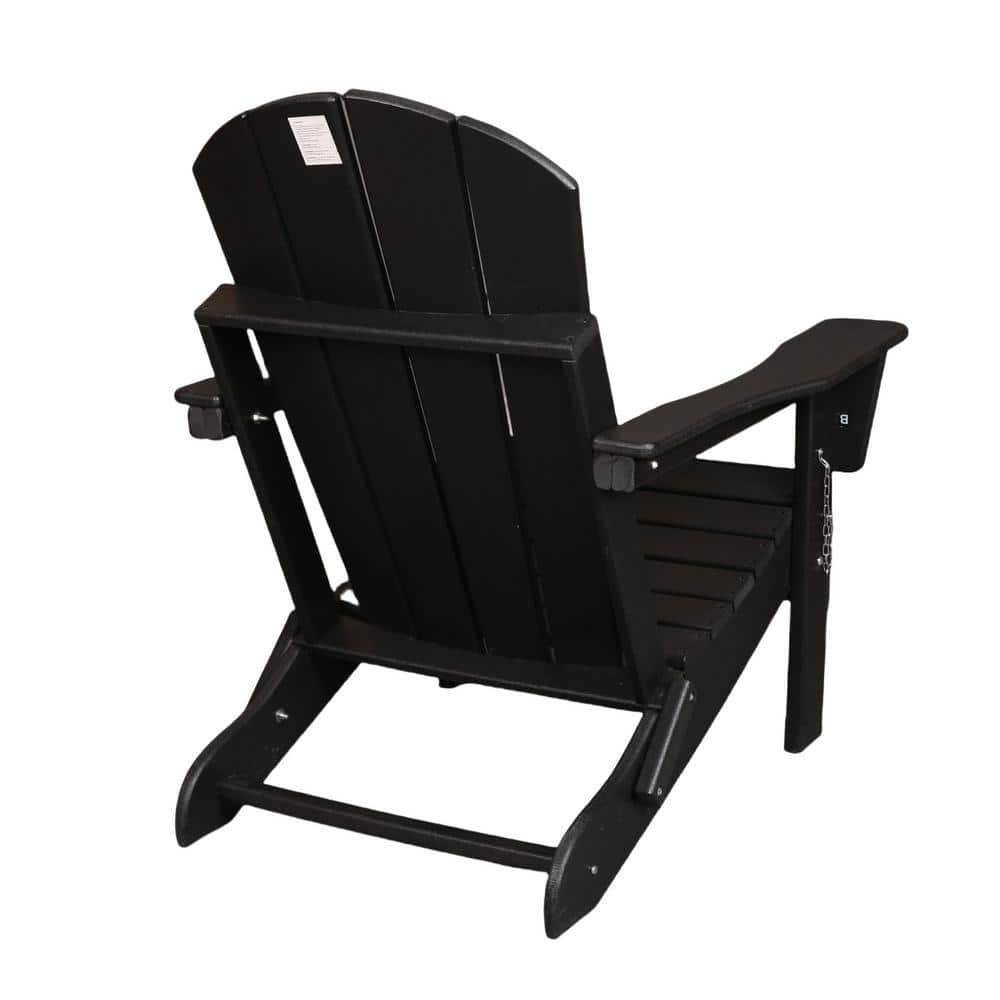 Antique Black HDPE Folding Adirondack Chair, Relaxing Stackable Arm Rest Er