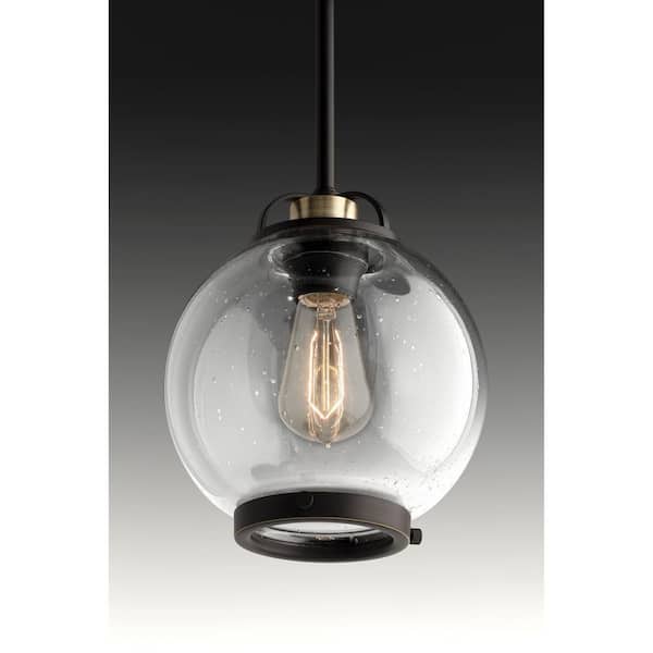 Chronicle Collection 1-Light Antique Bronze Pendant with Clear Seeded Glass