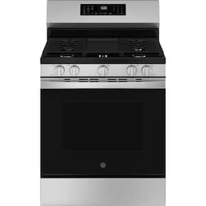 30 in. 5-Burners Smart Free-Standing Gas Convection Range in Stainless with EasyWash Oven Tray And No-Preheat Air Fry