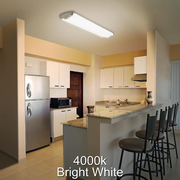 4 ft. Vintage Industrial Integrated LED Shop Light 3600LM 40W Adjustable CCT Brushed Nickel Decorative End Caps 8-Pack