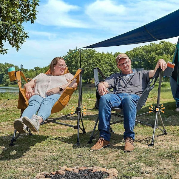 OGETFUUR 2.58 ft. Blue Portable Folding Hammock Camping Chair with