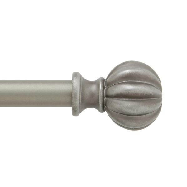 Kenney Rachel 28 in. - 48 in. Adjustable Single Curtain Rod 5/8 in. Diameter in Italian Pewter Fluted Ball Finials