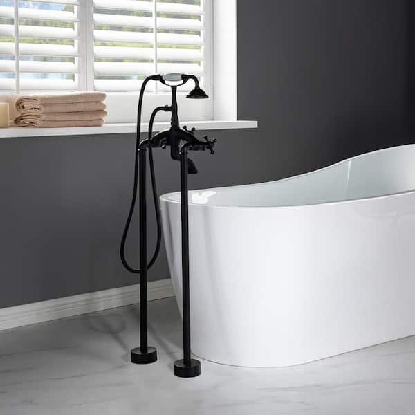 WOODBRIDGE Malibu 3-Handle Claw Foot Freestanding Tub Faucet with Hand Shower in Matte Black