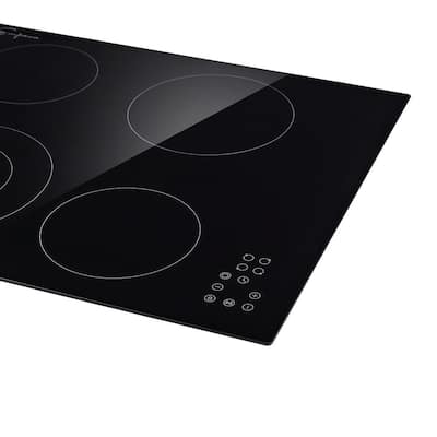 24 in. Smooth Surface Radiant Electric Cooktop in Black with 4 Elements Including Dual Zone Element
