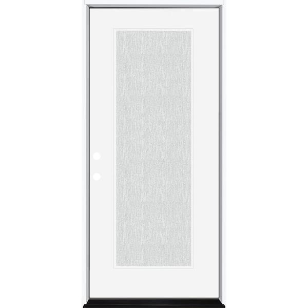 Steves & Sons Legacy 36 in. W. x 80 in. Full Lite Rain Glass RHIS Primed White Finish Fiberglass Prehung Front Door