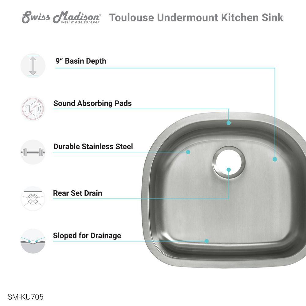 Toulouse 23.62 x 21 Stainless Steel Drop-in Kitchen Sink