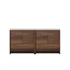 Sortino 72 in. W x 19 in. D Bath Vanity in Rosewood with Acrylic Vanity Top in White with White Basin