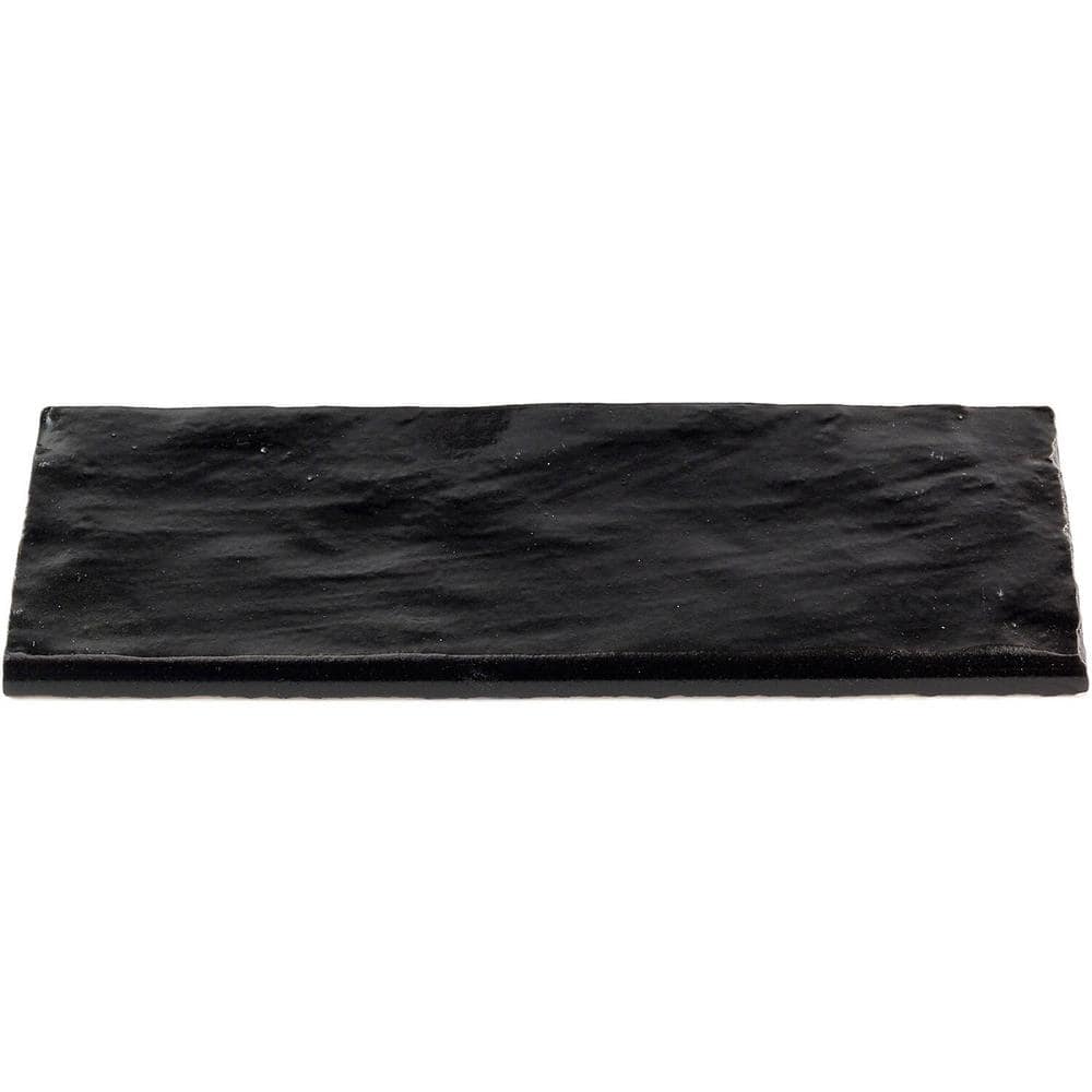 Amagansett Black Ceramic Bullnose Tile Trim 2x8