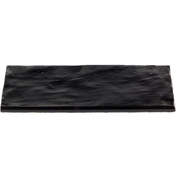Amagansett Jet Black 2.55 in. x 7.87 in. Mixed Finish Ceramic Wall Bullnose Tile