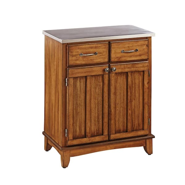 HOMESTYLES Cottage Oak and Stainless Steel Buffet with Storage