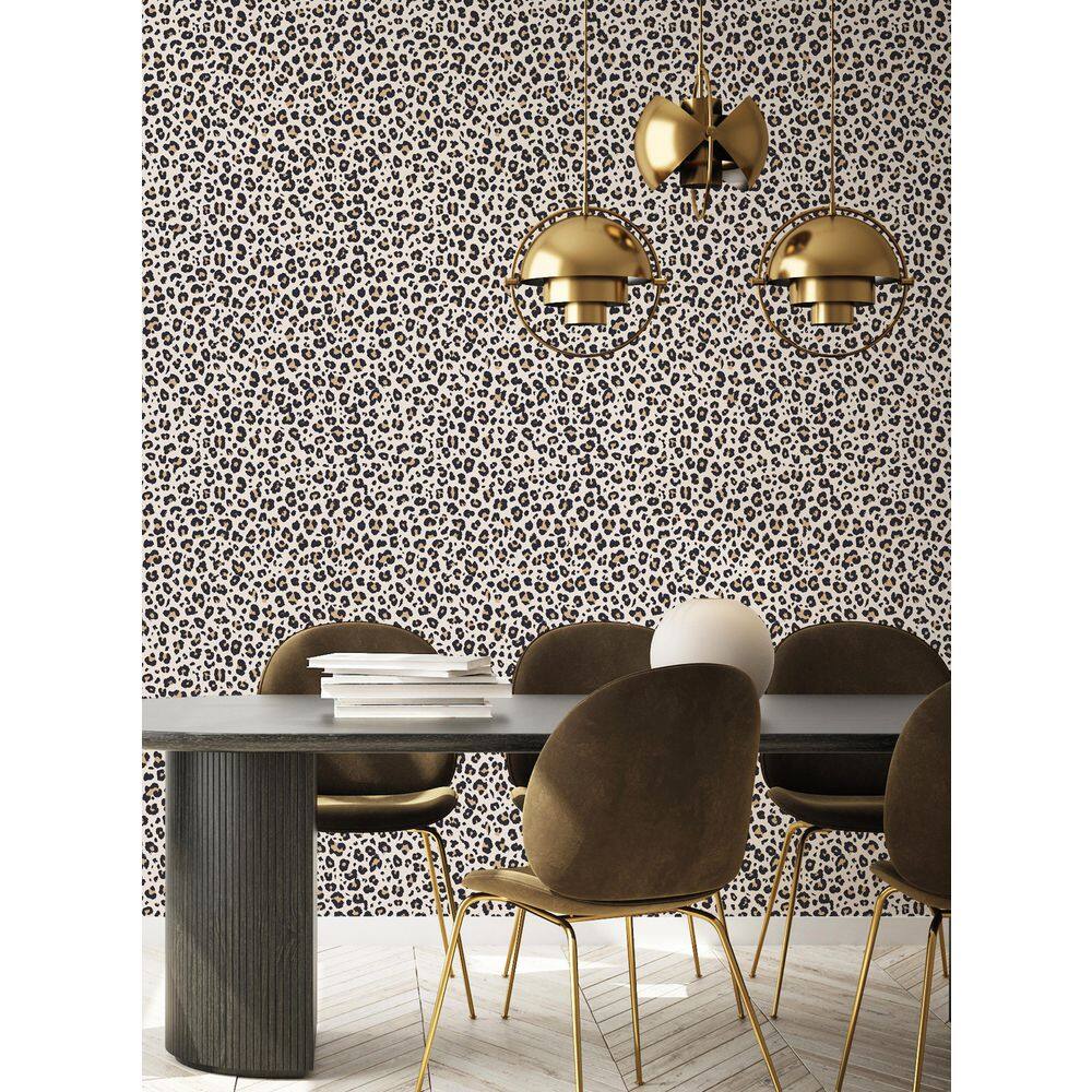 Light Natural Leopard Print Peel and Stick Vinyl Wallpaper