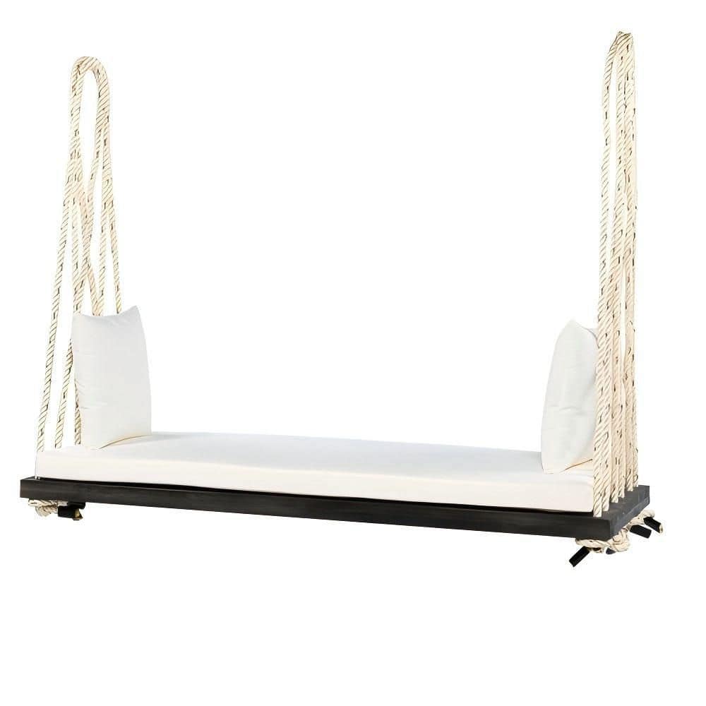 2-Person Brown Acacia Wood Porch Swing Bench with Beige Cushion and Pillows price history on PriceWatchPro