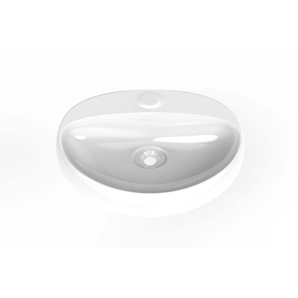 Rosaria 24" Glossy White Ceramic Oval Wall-Mount Sink