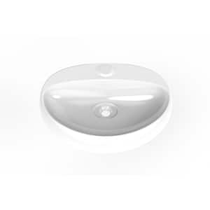 Rosaria Glossy White Oval Porcelain Sink with No Faucet Hole