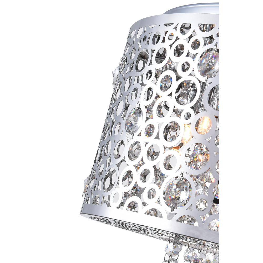Elegant Chrome Drum Chandelier with Dangling Crystal Accents