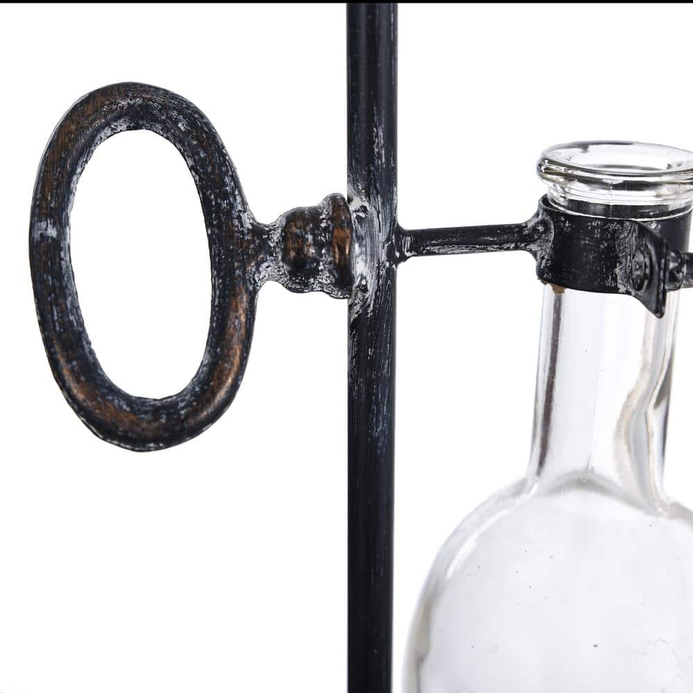 Industrial Clear Glass Table Sculpture with Antique Iron Stand
