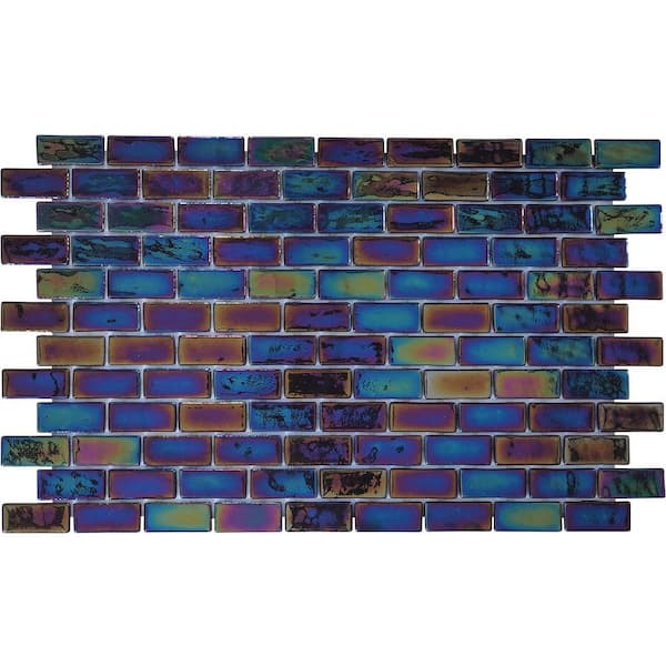 6 in. x 6 in. Black Midnight Glass Tile Love Glossy Patterned Wall, Floor, Backsplash and Pools Tile 0.25 sq. ft. Sample