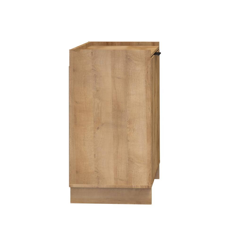 Oak Light Wood Living Room Cabinet with Adjustable Shelving