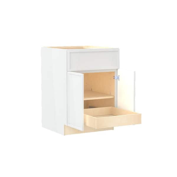 Home Decorators Collection Franklin 24 in. W x 24 in. D x 34.5 in. H Assembled Plywood Base Kitchen Cabinet in Vesper White with 1ROT Soft Close