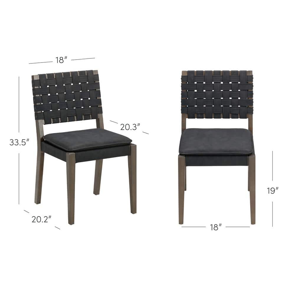 Cohen Black Faux Leather and Wood Upholstered Side Chair Set