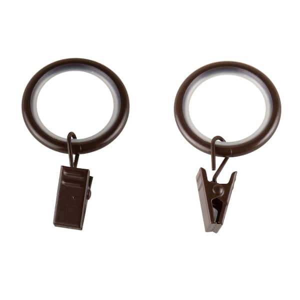 EMOH Cocoa Steel Curtain Rings with Clips (Set of 10)