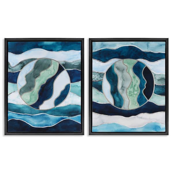 Stupell Industries Nautical Stain Glass Style Abstract by Grace Popp 2 Piece Black Floater Frame Abstract Graphic Art Print 31 in. x 25 in.