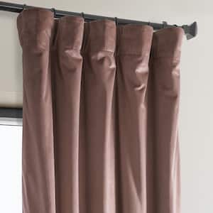 Wild Rose Velvet Rod Pocket Room Darkening Curtain - 50 in. W x 84 in. L Single Panel Window Velvet Curtain